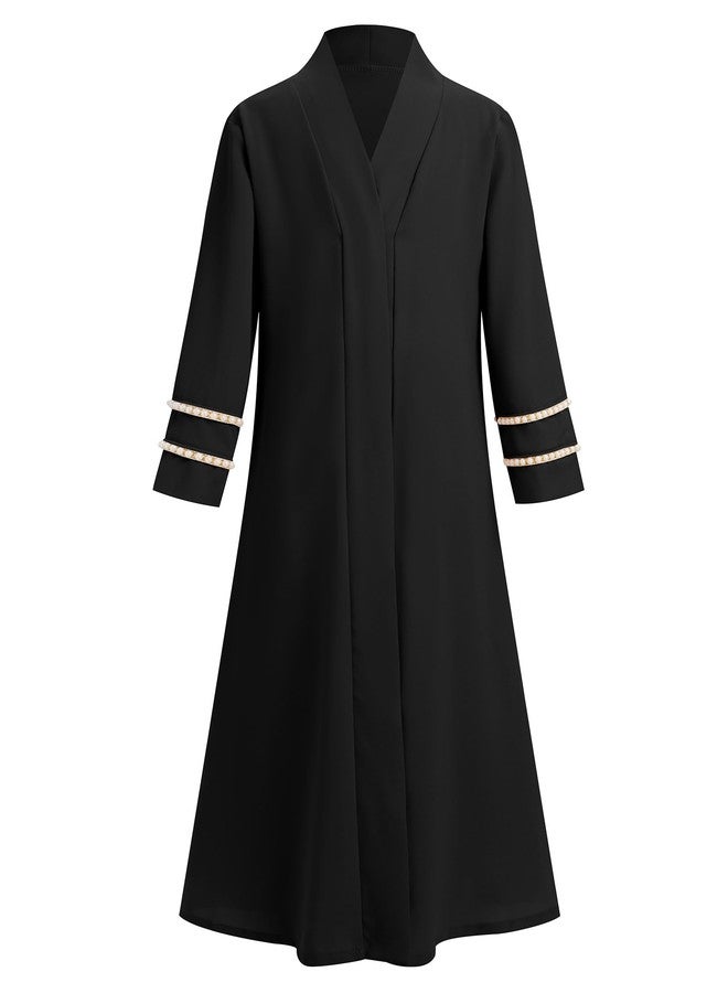 ODIZLI Abaya Dress For Girls Dubai Prayer Abayas with Hijab Eid Ramadan Arabian Full Cover Modest Clothes Maxi Chiffon Muslim Two Piece Open Cardigan Kaftan Robe Arabic Full Cover Dresses Black 9-10 Years - Image 5